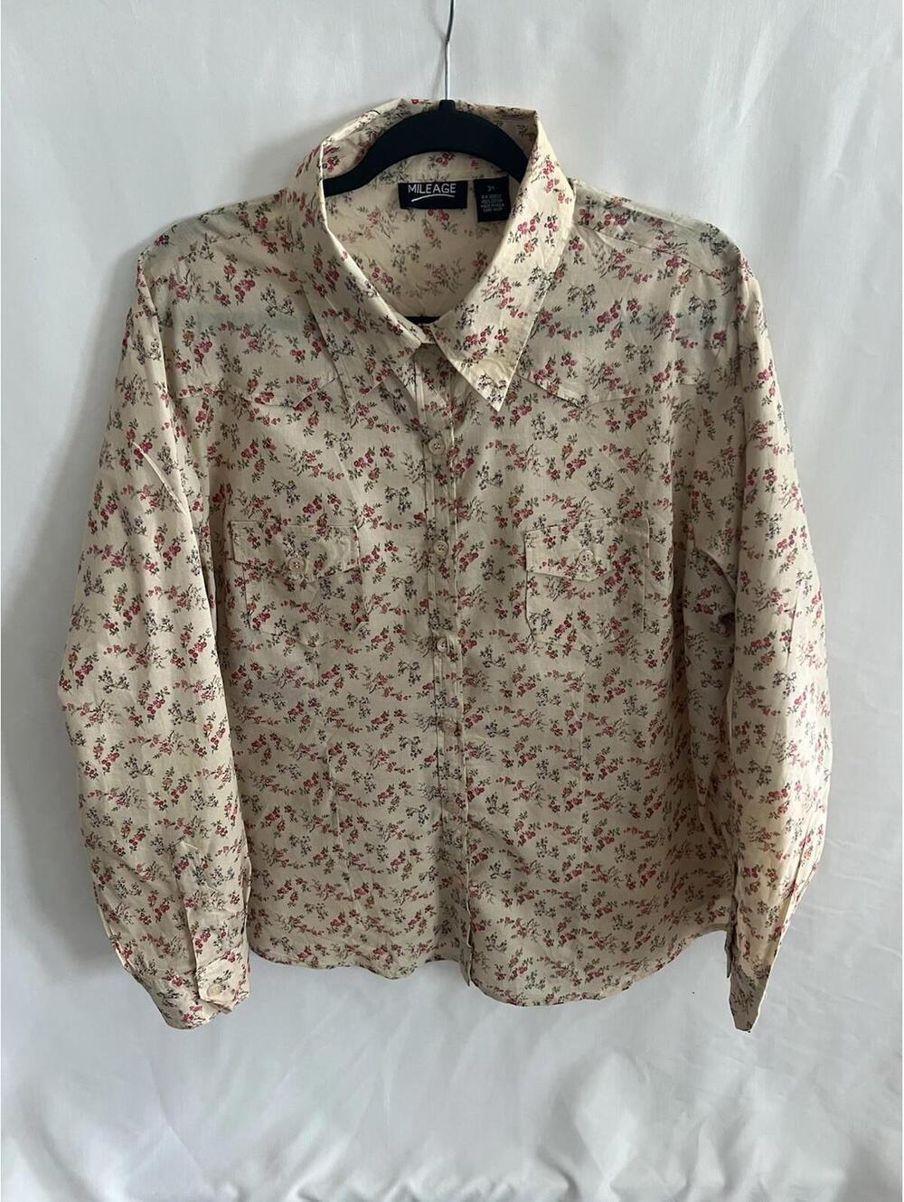 Mileage 3X Floral Button Down Shirt Cottagecore Cotton Top Women